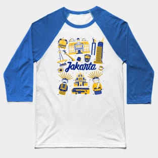 Jakarta Cityscape Landmark Baseball T-Shirt